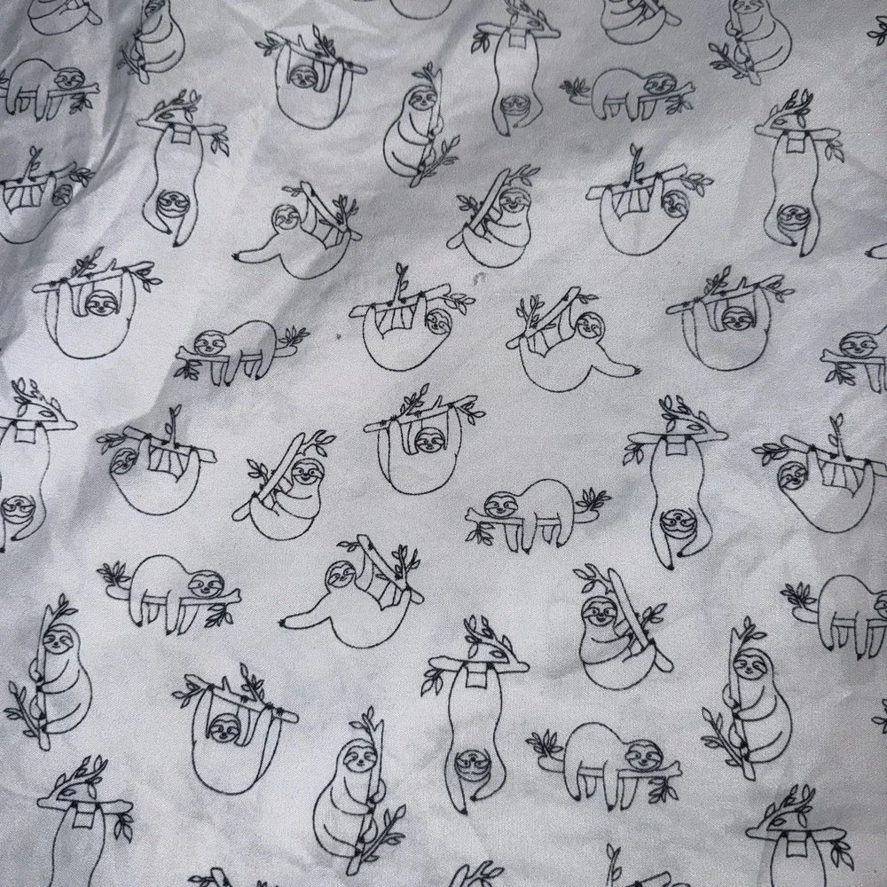 Sloth Pillowcase Double Sided White Black Animal Print Standard Bedding
